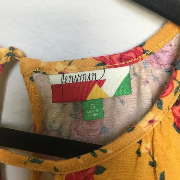 Modcloth Floral Rose Mustard Yellow Tank Top - Picture 3 of 5